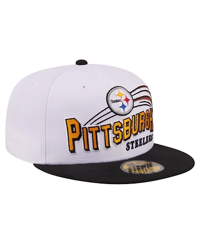 New Era Men's White/Black Pittsburgh Steelers Retro Swoop 59FIFTY Fitted Hat