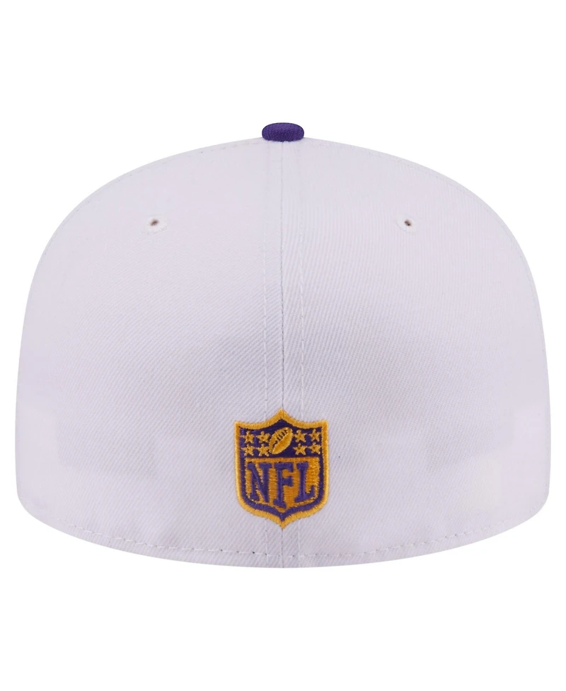 New Era Men's White/Purple Minnesota Vikings Retro Swoop 59FIFTY Fitted Hat