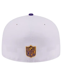 New Era Men's White/Purple Minnesota Vikings Retro Swoop 59FIFTY Fitted Hat