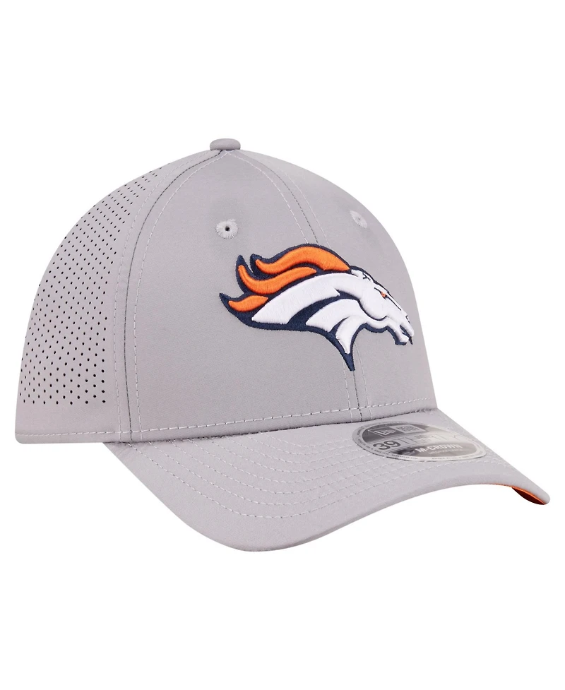 New Era Men's Gray Denver Broncos Perforated 39THIRTY M-Crown Flex Hat