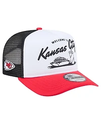 New Era Men's White/Red Kansas City Chiefs Foodie 9FIFTY A-Frame Trucker Snapback Hat