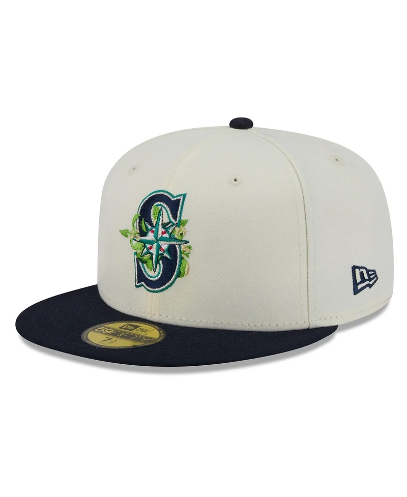 New Era Men's White/Navy Seattle Mariners Blossom 59FIFTY Fitted Hat