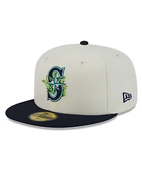 New Era Men's White/Navy Seattle Mariners Blossom 59FIFTY Fitted Hat
