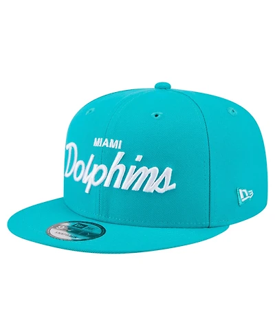 New Era Men's Aqua Miami Dolphins Core Team Script 9FIFTY Snapback Hat