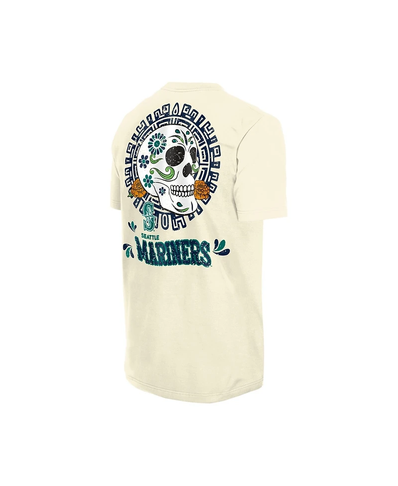 New Era Men's Natural Seattle Mariners Dia de los Muertos Sugar Skull T-Shirt