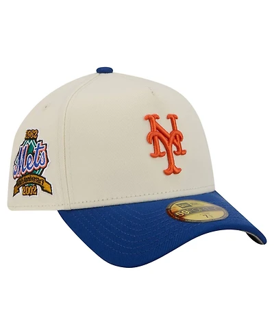New Era Men's Cream York Mets Chrome A-Frame 59FORTY Fitted Hat