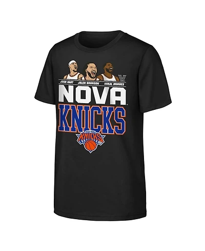 Outerstuff Big Boys and Girls Jalen Brunson, Josh Hart Mikal Bridges Black Nova Knicks T-Shirt