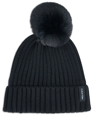 Calvin Klein Women's Snug Everday Cozy Soft Pom Beanie