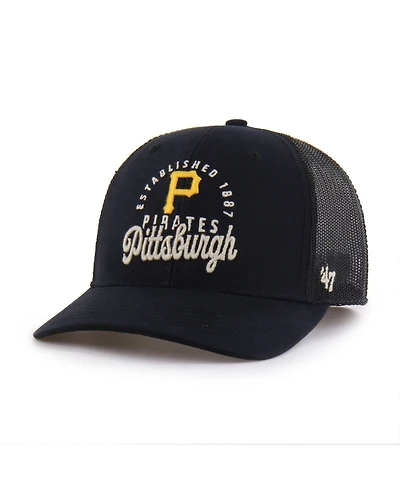 47 Brand Men's Black Pittsburgh Pirates Pitstop Trucker Adjustable Hat