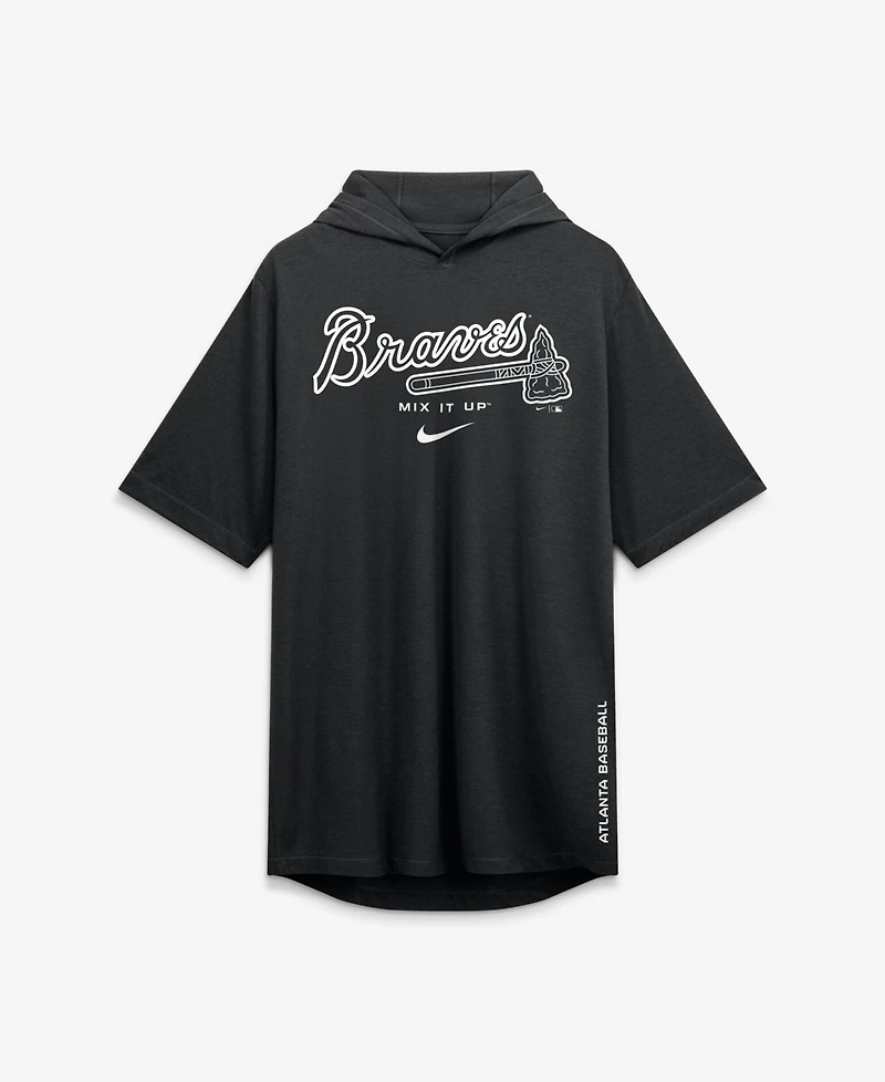 Nike Men's Black Atlanta Braves Arched Wordmark Tri-Blend Hooded T-Shirt