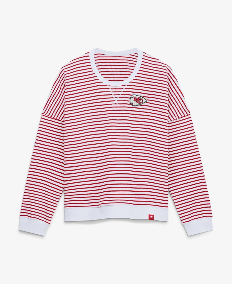Fanatics Women's Kansas City Chiefs Oversized French Terry Striped Sweatshirt