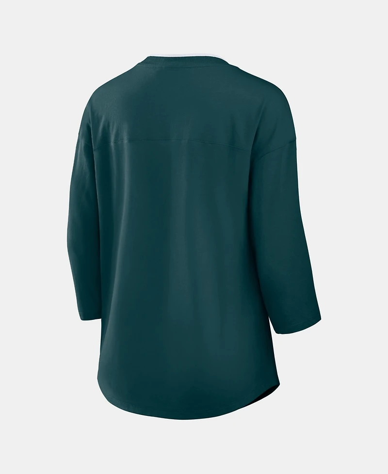 Fanatics Women's Philadelphia Eagles Team First Deceptive Juke 3/4-Sleeve V-Neck T-Shirt