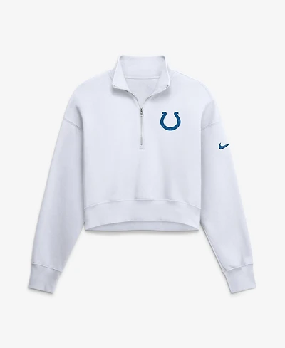 Nike Women's White Indianapolis Colts Oversized Phoenix Fleece Cropped Quarter-Zip Sweatshirt