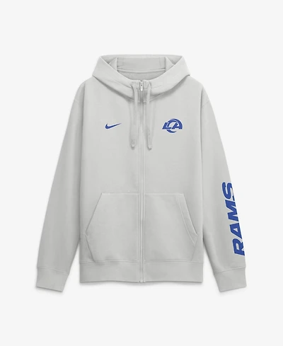 Nike Men's Gray Los Angeles Rams Cool Down Club Full-Zip Hoodie