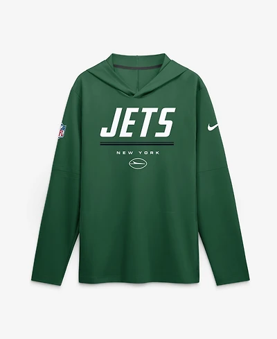 Nike Men's Green New York Jets Sideline Game On Lightweight Long Sleeve Hooded Dri-fit Sweatshirts