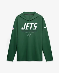 Nike Men's Green New York Jets Sideline Game On Lightweight Long Sleeve Hooded Dri-fit Sweatshirts