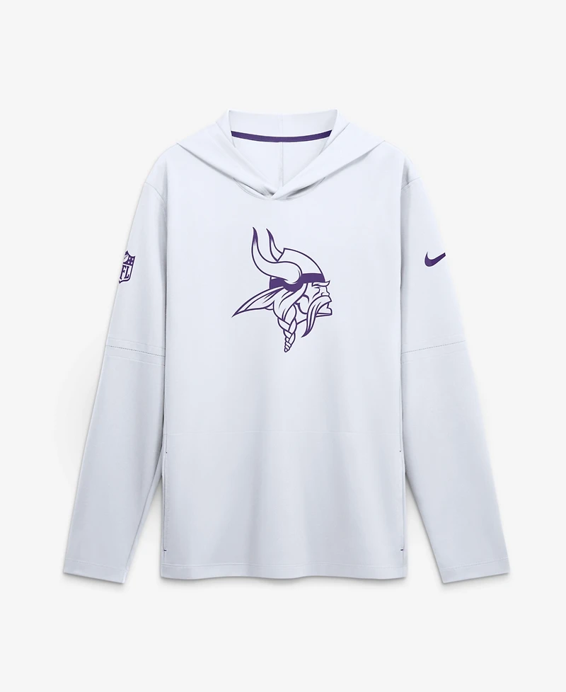 Nike Men's White Minnesota Vikings Sideline Alternate Lightweight Long Sleeve Hooded Dri-fit T-Shirt