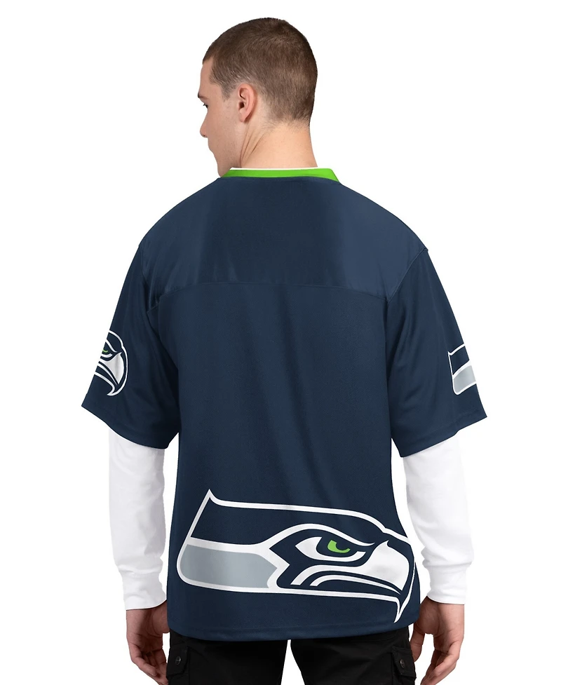 Starter Men's College Navy/White Seattle Seahawks Short Sleeve Long Combo Pack T-Shirt