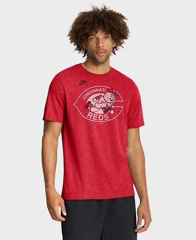 Nike Men's Heather Red Cincinnati Reds Cooperstown Logo Tri-Blend T-Shirt