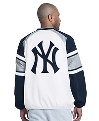 G-iii Sports by Carl Banks Men's White/Navy New York Yankees Infield Play Raglan V-Neck Pullover