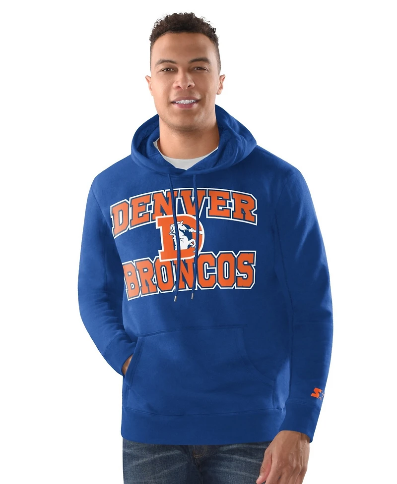 Starter Men's Navy Denver Broncos Hoodie and Cuffed Knit Hat Combo Pack