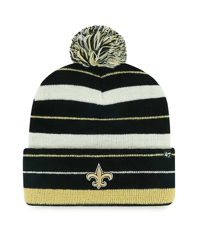 '47 Brand Men's Black New Orleans Saints Powerline Cuffed Knit Pom Hat
