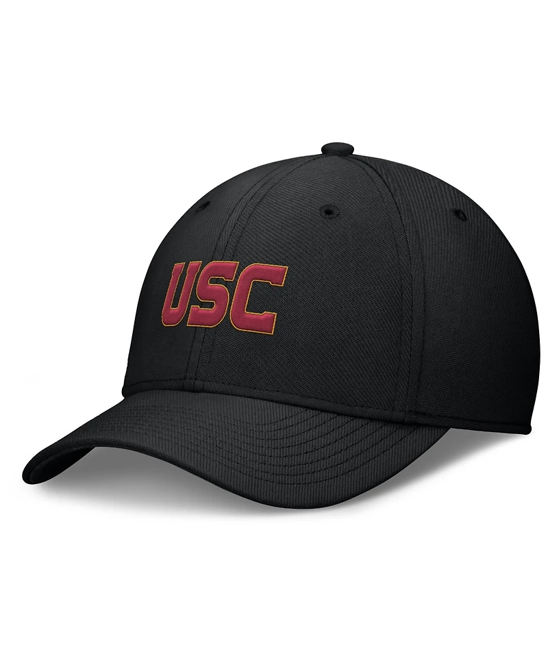 Nike Men's Black Usc Trojans Rise Swoosh Dri-fit Flex Hat