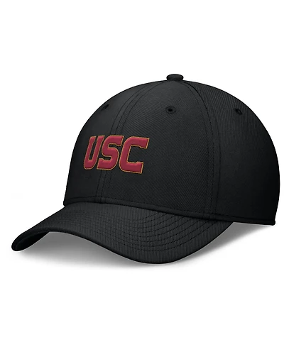 Nike Men's Black Usc Trojans Rise Swoosh Dri-fit Flex Hat