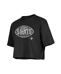 New Era Girl's Black Orleans Saints Flip Sequin Boxy T-Shirt