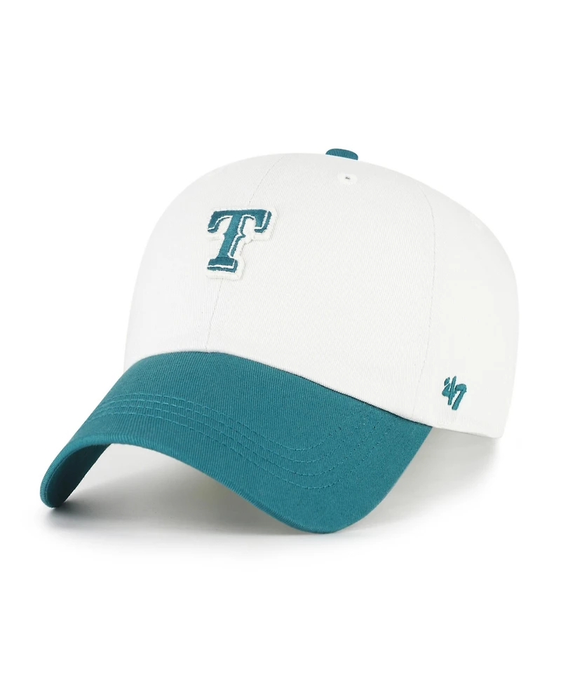 47 Brand Men's White/Teal Texas Rangers Contemporary Tonal Clean Up Adjustable Hat