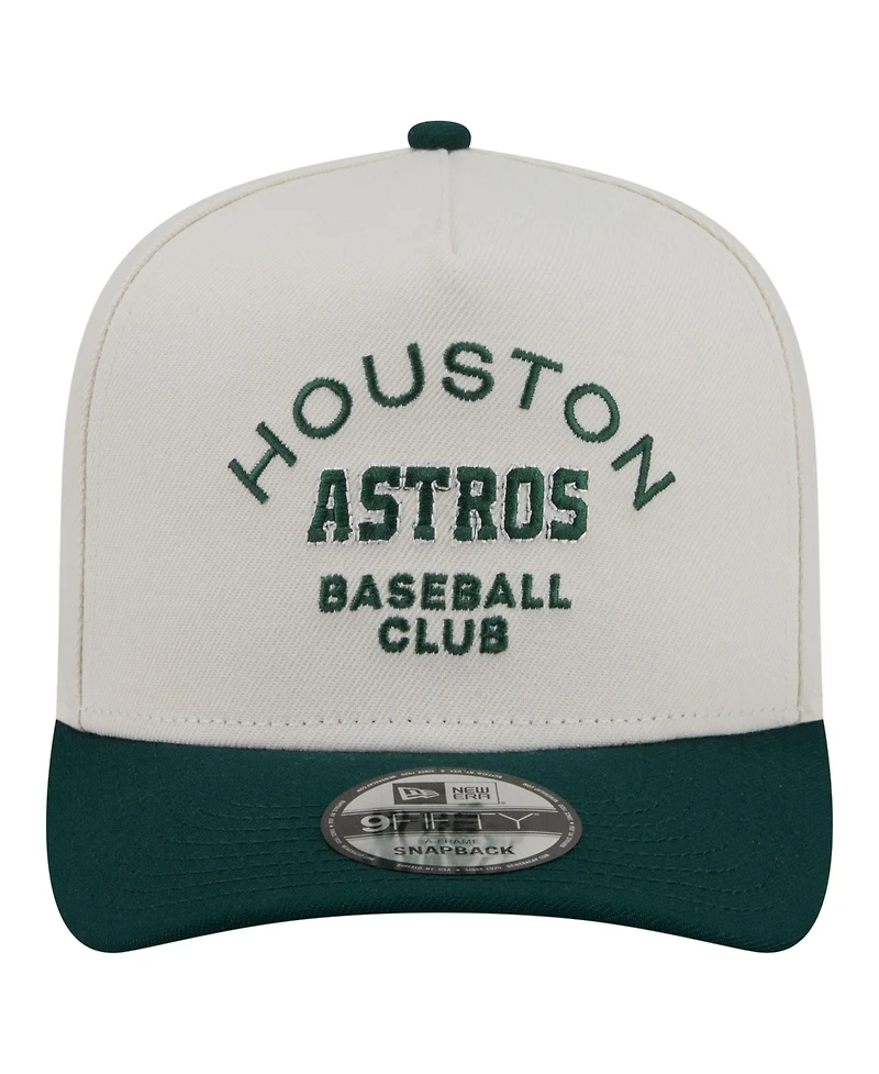 New Era Men's Cream/Dark Green Houston Astros Chrome A-Frame 9FIFTY Snapback Hat