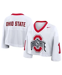 Nike Women's White Ohio State Buckeyes Oversized Logo Cropped Fashion Jersey