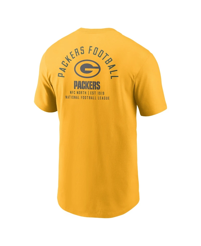 Nike Men's Gold Green Bay Packers Split Logo T-Shirt