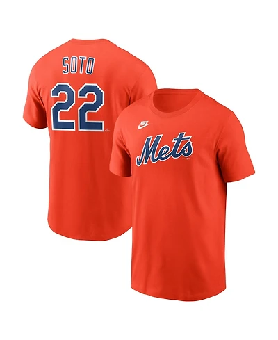 Nike Men's Juan Soto Orange New York Mets Cooperstown Collection Name Number T-Shirt