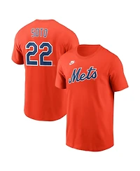 Nike Men's Juan Soto Orange New York Mets Cooperstown Collection Name Number T-Shirt