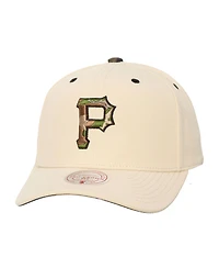 Mitchell & Ness Men's and Women's Mitchell Ness Cream Pittsburgh Pirates Camo Logo Pro Crown Snapback Hat