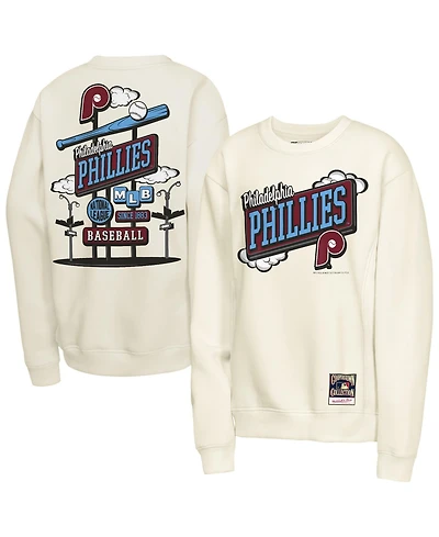 Mitchell & Ness Big Boys and Girls Natural Philadelphia Phillies Retro Billboard Sweatshirt