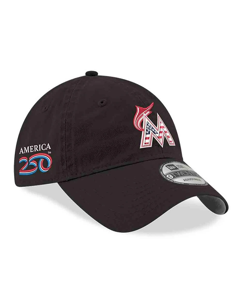 New Era Men's Black Miami Marlins America 250 9TWENTY Adjustable Hat