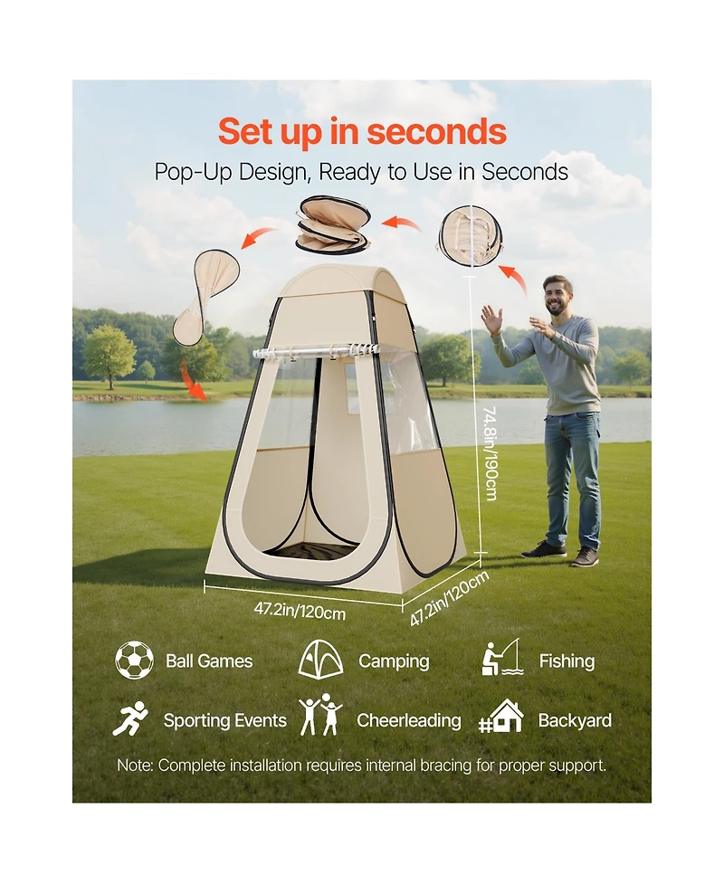 Hongge Clear Pop Up Sports Pod Tent 47 x 47 in Single Person Weatherproof Bubble Shelter with Ground Mat