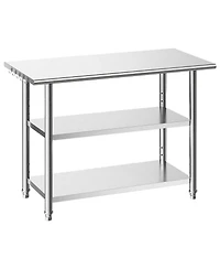 Hongge Three Tier Stainless Steel Utility Work Table 24 x 48 in with 5 Hooks for Kitchen and Garage