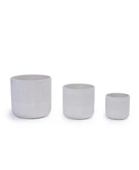 Yobtop Handmade Ceramic Planter Set of 3 - Graduated Sizes 5.51 to 9.65 Inch Flower Pots, Breathable Textured Clay, Indoor and Outdoor Use