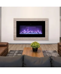 Slickblue Electric Fireplace Wall Mounted 1500W with Adjustable Flame, Remote and Overheat Protection