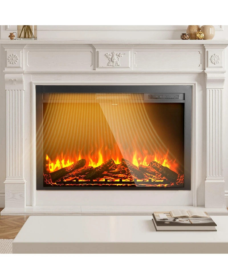 Slickblue Electric Fireplace Insert with Adjustable Flame Remote Timer 5000 Btu Wall Mounted