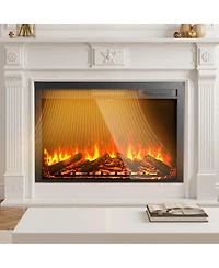 Slickblue Electric Fireplace Insert with Adjustable Flame Remote Timer 5000 Btu Wall Mounted