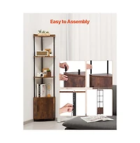 Slickblue 5 Tier Corner Bookcase with Led Lights, Storage Cabinet and Display Shelves for Home Office