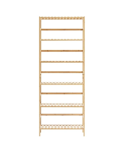 Slickblue 6-Tier Freestanding Display Shelf, Wicker Storage Rack for Plants, Books, Decor and More