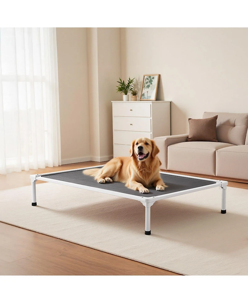 Gouun Xl Elevated Dog Bed 49 x 33 Inch, Raised Pet Cot with Aluminum Frame and Breathable Textilene Mesh