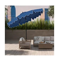 Gouun 9 feet Patio Umbrella with Push Button Tilt, Crank Handle and Ruffled Edge