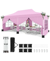Gouun 10 x 20 feet Pop-Up Canopy Tent with 6 Sidewalls, Windows and Carrying Bag