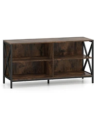 Gouun Wooden X-Shaped Metal Frame Tv Stand
